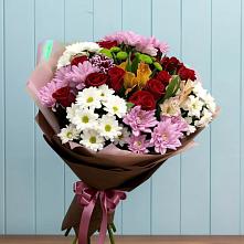 Букет цветов из:  Розы, Хризантемы и Альстромерии #REPLACE_PRED# Богучанах